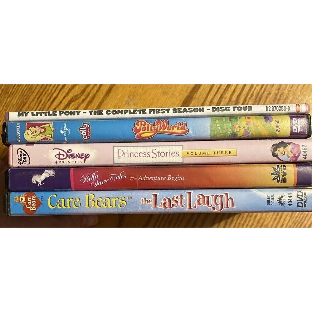 Lot Of 5 DVDs Children’s Cartoons Princesses Little Ponies Care Bears Polly